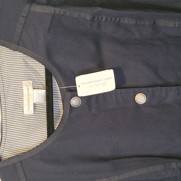 NWT Christopher & Banks Navy Blue Snap Front Jacket Size Large - Picture 3 of 8